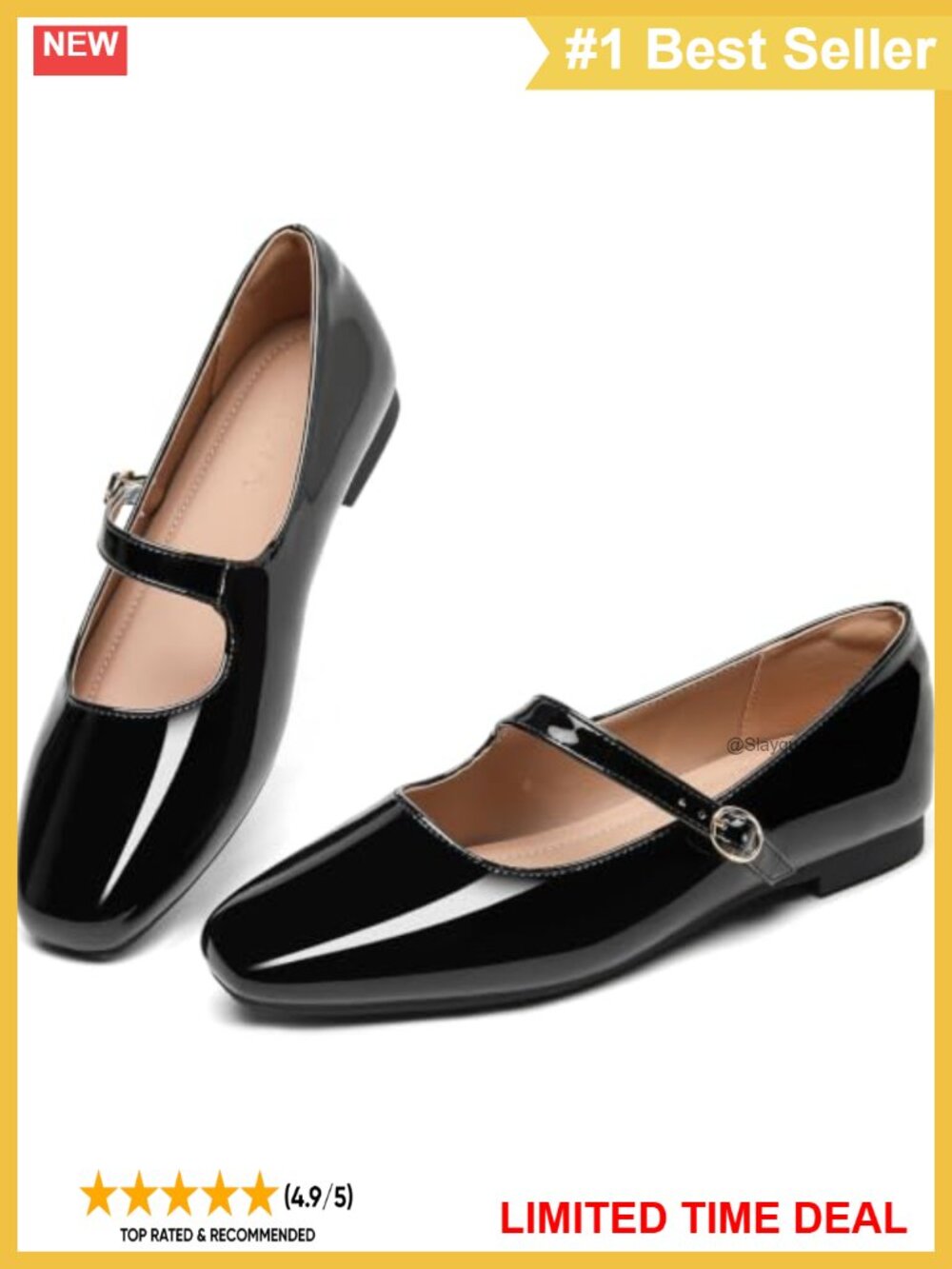 Square Toe Mary Jane Ballet Flats Comfort Dress Shoes